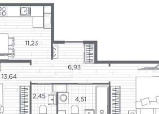 Продажа двухкомнатной квартиры, 57.3 м2, Санкт-Петербург, Московский район