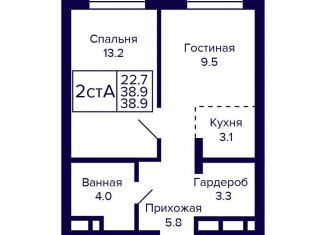 2-комнатная квартира на продажу, 38.9 м2, Новосибирск, метро Золотая Нива, улица Грибоедова, с1
