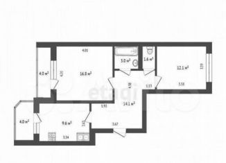 Сдам в аренду 2-ком. квартиру, 57.2 м2, Тюмень, улица Василия Гольцова, 2