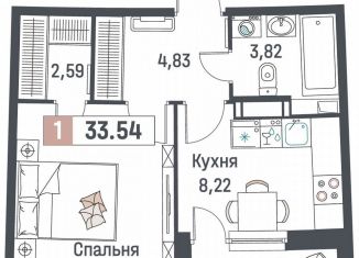 1-ком. квартира на продажу, 33.5 м2, Мурино, ЖК Авиатор