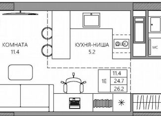 Продажа квартиры студии, 26.2 м2, Пермь
