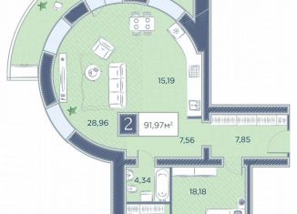 Продам однокомнатную квартиру, 92 м2, Красноярский край, улица Петра Подзолкова, 8