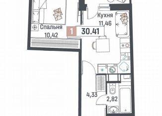 1-комнатная квартира на продажу, 30.4 м2, Мурино, ЖК Авиатор