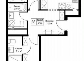 Продажа 2-комнатной квартиры, 58.4 м2, деревня Сапроново, квартал Центральный, 9, ЖК Эко Видное 2.0