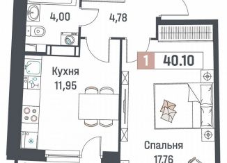 Продажа 1-комнатной квартиры, 40.1 м2, Мурино, ЖК Авиатор
