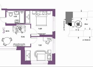 Продается трехкомнатная квартира, 48.1 м2, Екатеринбург, метро Проспект Космонавтов, Шефская улица, 28
