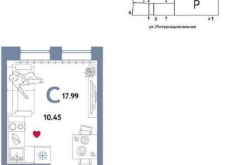 Продается квартира студия, 18 м2, Тюмень