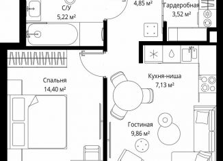 Продам однокомнатную квартиру, 45 м2, деревня Ликино, деревня Ликино, 2