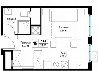 Продается квартира студия, 24.2 м2, деревня Сапроново, микрорайон Купелинка, 7