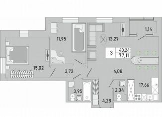Продаю 2-комнатную квартиру, 77.1 м2, Республика Башкортостан, жилой комплекс Платинум, скА