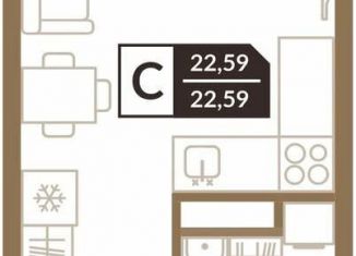 Продажа квартиры студии, 22.6 м2, деревня Дударева