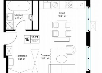 Продаю 1-ком. квартиру, 33.3 м2, деревня Сапроново, микрорайон Купелинка, 7