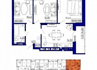 3-ком. квартира на продажу, 64.7 м2, Аксай