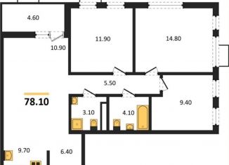 Продажа 4-комнатной квартиры, 78.2 м2, деревня Столбово, деревня Столбово, 69/1
