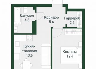 Продаю 1-ком. квартиру, 38.2 м2, посёлок Западный