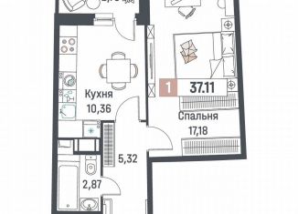 Продается однокомнатная квартира, 37.1 м2, Мурино, ЖК Авиатор