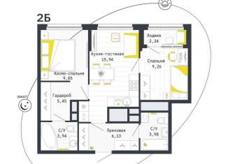 Продажа 2-комнатной квартиры, 54.9 м2, Москва, Шереметьевская улица, 14, Шереметьевская улица