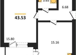 1-комнатная квартира на продажу, 43.5 м2, Калининград