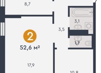 Продается 2-ком. квартира, 52.6 м2, Екатеринбург, метро Машиностроителей