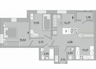 Продам 2-комнатную квартиру, 77.1 м2, Республика Башкортостан, жилой комплекс Платинум, скА