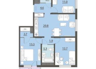 Продается 3-комнатная квартира, 76.2 м2, Екатеринбург, Академический район