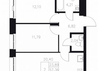 Продаю 2-ком. квартиру, 57.4 м2, Татарстан, Адмиралтейская улица, 2
