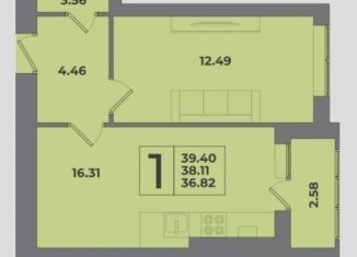 1-ком. квартира на продажу, 39.4 м2, Калининград