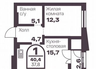 Продажа 1-комнатной квартиры, 37.8 м2, Челябинск