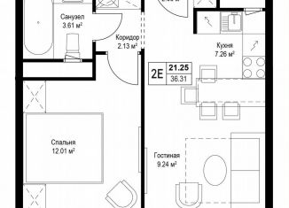 Продаю 1-ком. квартиру, 36.3 м2, деревня Сапроново, микрорайон Купелинка, 7, ЖК Эко Видное 2.0