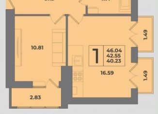 Продаю 1-комнатную квартиру, 46 м2, Калининград