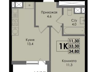 Продам 1-ком. квартиру, 34.8 м2, Ростов-на-Дону