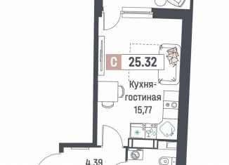 Продается квартира студия, 25.3 м2, Мурино, ЖК Авиатор