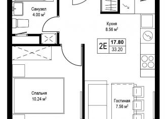 Продажа 1-комнатной квартиры, 33.1 м2, деревня Сапроново, квартал Центральный, 9