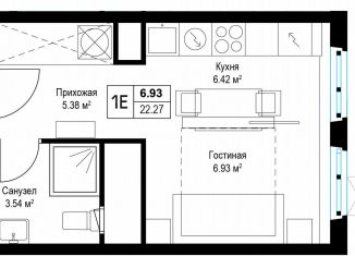 Продам квартиру студию, 22.4 м2, деревня Сапроново, микрорайон Купелинка, 7