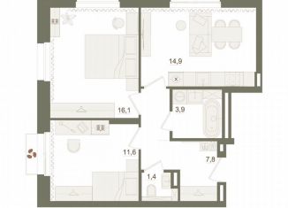 Продам 2-комнатную квартиру, 55.7 м2, Республика Башкортостан