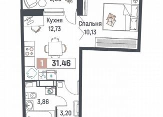 Продается 1-ком. квартира, 31.5 м2, Мурино, ЖК Авиатор
