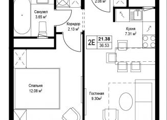 Продается 1-ком. квартира, 36.4 м2, деревня Сапроново, квартал Центральный, 9, ЖК Эко Видное 2.0