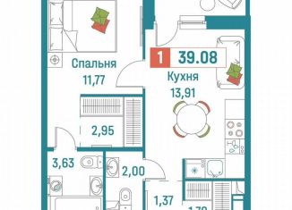Продаю 1-ком. квартиру, 39.1 м2, Мурино, ЖК Графика