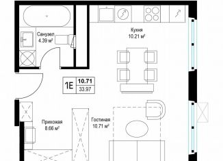 Продажа однокомнатной квартиры, 33 м2, деревня Сапроново, микрорайон Купелинка, 7