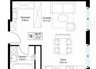 Однокомнатная квартира на продажу, 33.2 м2, деревня Сапроново, микрорайон Купелинка, 7