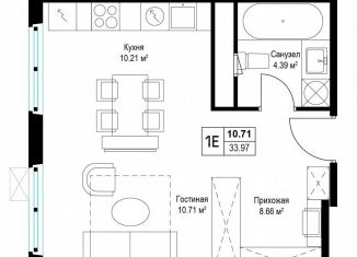 Продается квартира студия, 33.9 м2, деревня Сапроново, микрорайон Купелинка, 7