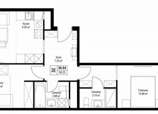 Продается 2-комнатная квартира, 58 м2, деревня Сапроново, микрорайон Купелинка, 7