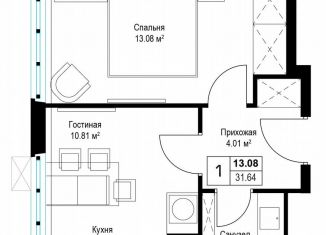 Продаю однокомнатную квартиру, 31.8 м2, деревня Сапроново, микрорайон Купелинка, 7, ЖК Эко Видное 2.0
