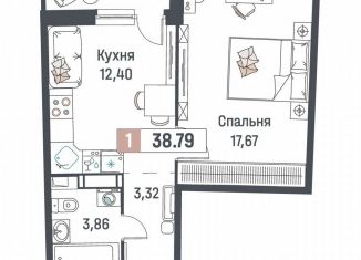 Продам однокомнатную квартиру, 38.8 м2, Мурино, ЖК Авиатор