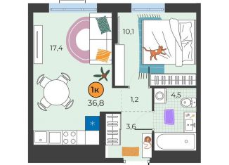 Продажа 1-ком. квартиры, 36.8 м2, Тюмень, улица Надежды Шалагиной, 4