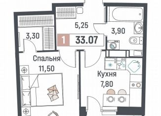 Продам 1-комнатную квартиру, 33.1 м2, Мурино, ЖК Авиатор