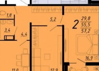 Продажа двухкомнатной квартиры, 57.2 м2, Воронеж, Ленинградская улица, 20