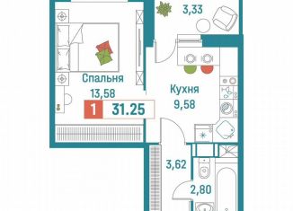 Продается 1-ком. квартира, 31.3 м2, Мурино, ЖК Графика