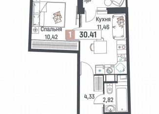 Продам 1-комнатную квартиру, 30.4 м2, Мурино, ЖК Авиатор