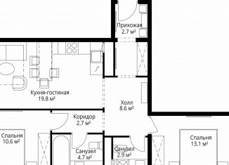 Двухкомнатная квартира на продажу, 65.1 м2, деревня Сапроново, квартал Центральный, 9, ЖК Эко Видное 2.0